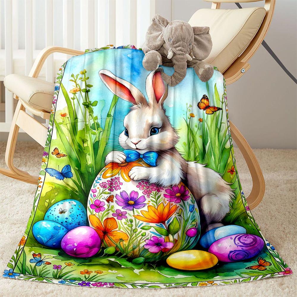 Easter Eggs And Bunnies Blanket,Suitable for Sofas, Offices, Travel, Living Rooms, Gifts To Relatives and Friends, Blanket,Suitable for All Seasons.
