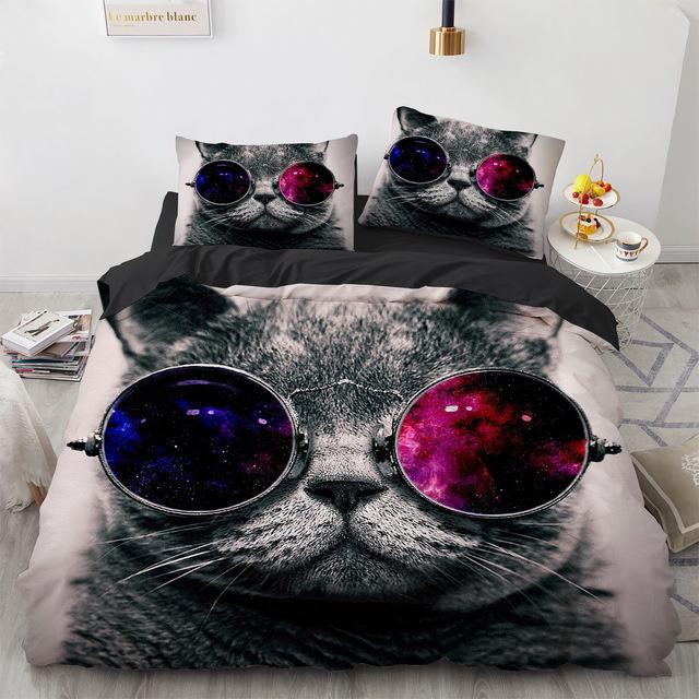 Comforter 3D Cat Bedding Set Luxury Animal With Queen King Single Double Size For Girls Boy