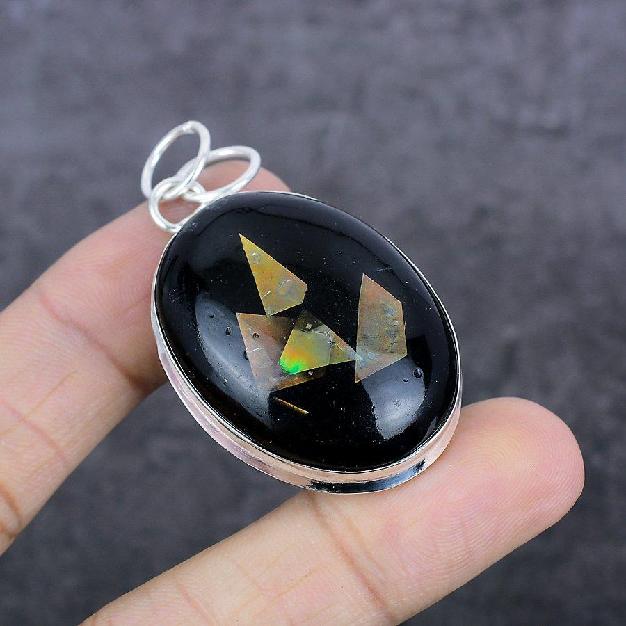 Ammolite Handmade 925 Sterling Silver Jewelry Pendant 2.17" C5q84