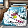 Skier Downhill Snow Mountain Blanket Personalized Name Soft Comfortable Stylish Blanket Car Blanket Perfect For Travel Camping Outdoor Home Suitable