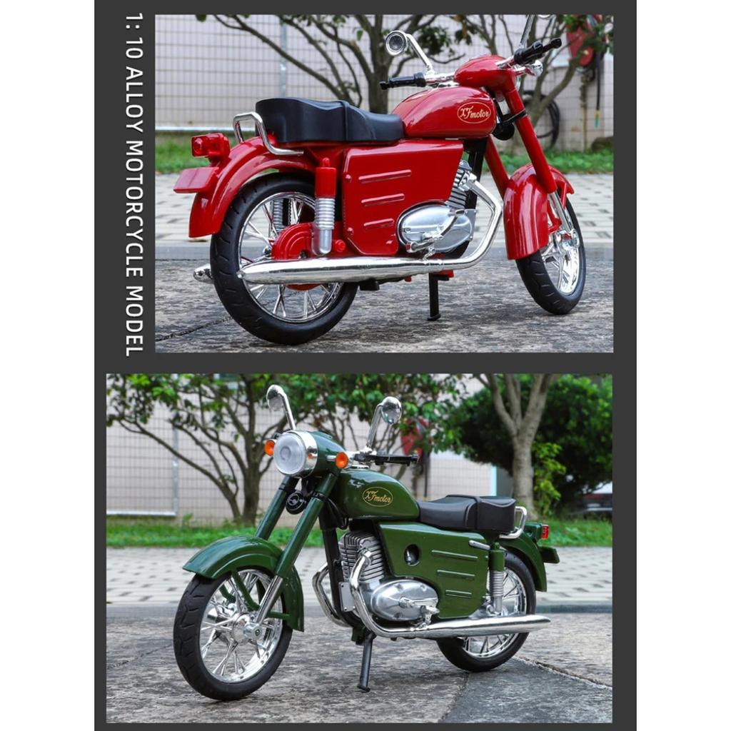 1/10 JAWA 250 Alloy Classic Retro Motorcycle Model Diecast Metal Street Motorcycle Model Simulation Sound and Light Kid Toy Gift