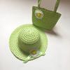 Kids Charm Princess Straw Baby Girl Sun Beach Hat Flower Cap & Handbag Lovely Summer