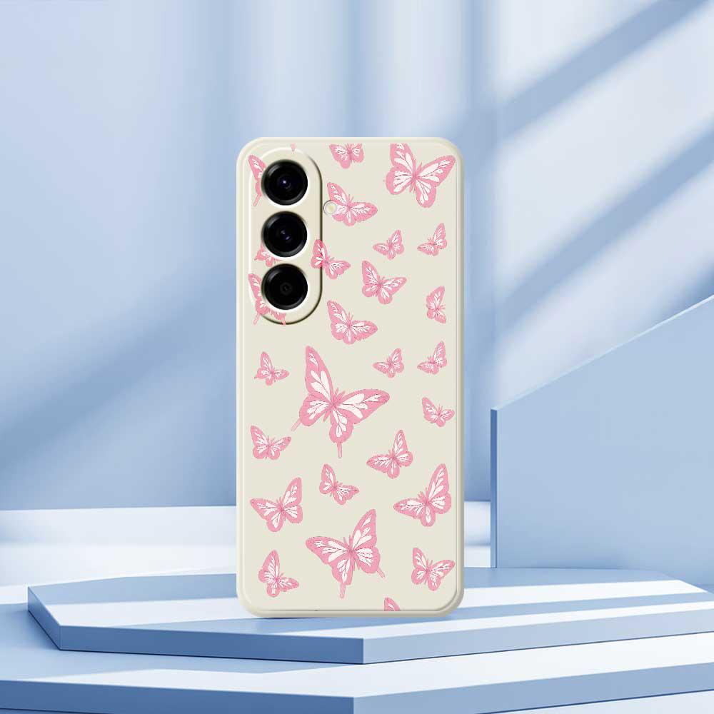 For Samsung Galaxy A56 5G Case Pink Butterflies Pattern Printing Straight Edge TPU Phone Back Cover
