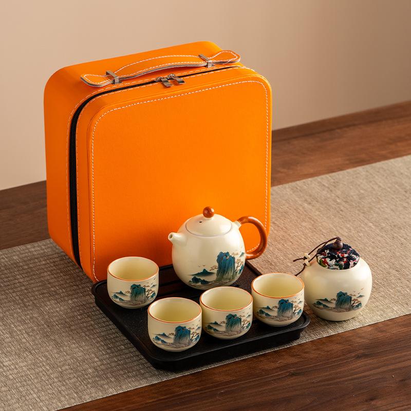 Car Outdoor Ancient Rhyme Kung Fu Tea Set Hand Grab Pot Business Travel Set Company Event Gifts