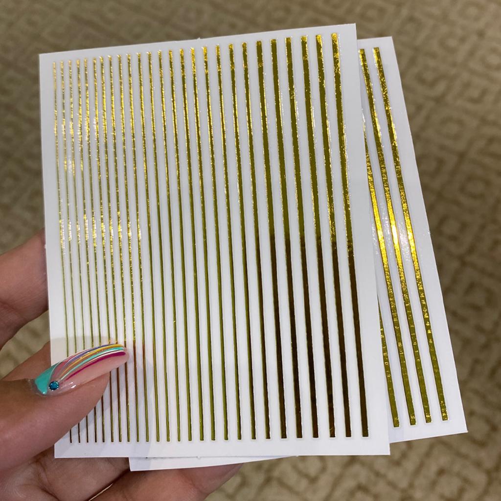 12Pcs/1pcs Nail Lines Strip Stickers Gold/Silver Metal CurveStrip Tape Decals Self-Adhesive Slider DIY Manicure Nail Art Sticker