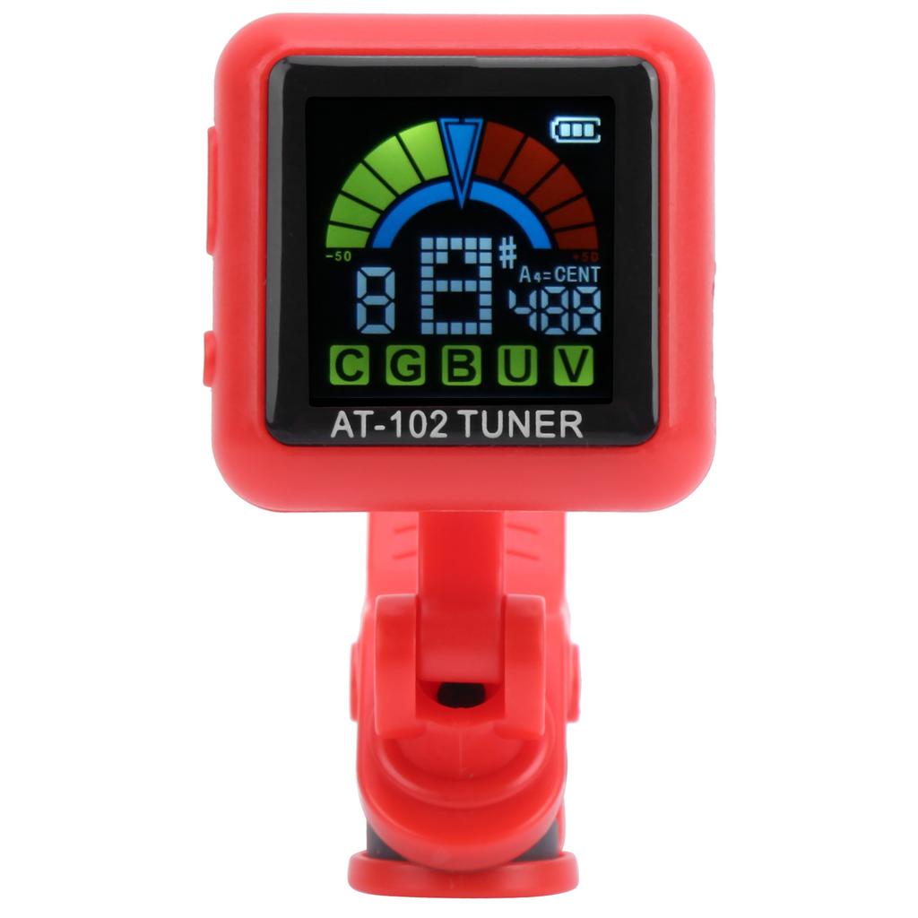   Guitar Clipon Tuner USB Re Able Builtin Battery Violin Ukulele AT102(Red )