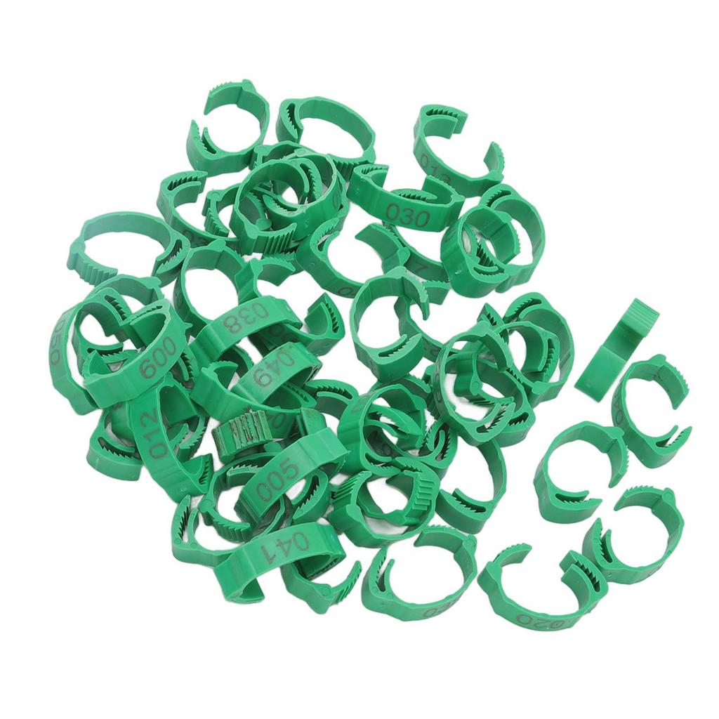 50pcs Bird Leg Rings Numbered Chicken Identification Bands for Bantam Finch Lovebird Quail Small Poultry Green