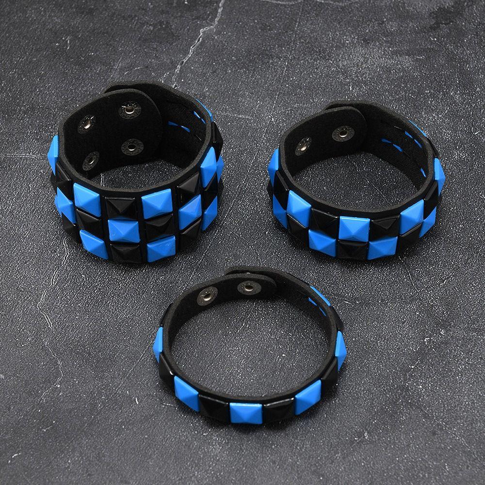 Vintage Big Wide Bracelet Contrasting Gothic Punk Bracelet Rivets Leather Wristband Male Female
