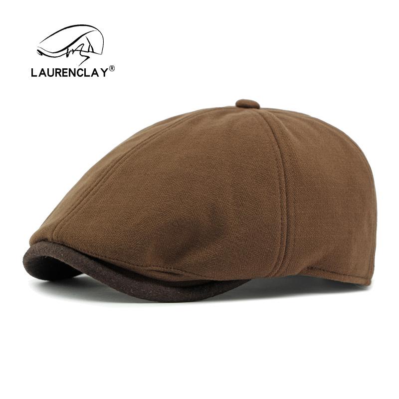 Retro Hut Damen Winter Samt verdickt warm Baskenmütze Gesicht zeigend klein Britische Mode Kappe Schirmmütze Herren