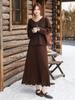 Fei Yuan Elegant Pleated Wool Plaid Skirt - Women's Autumn/Winter Midi in Versatile Solid Color