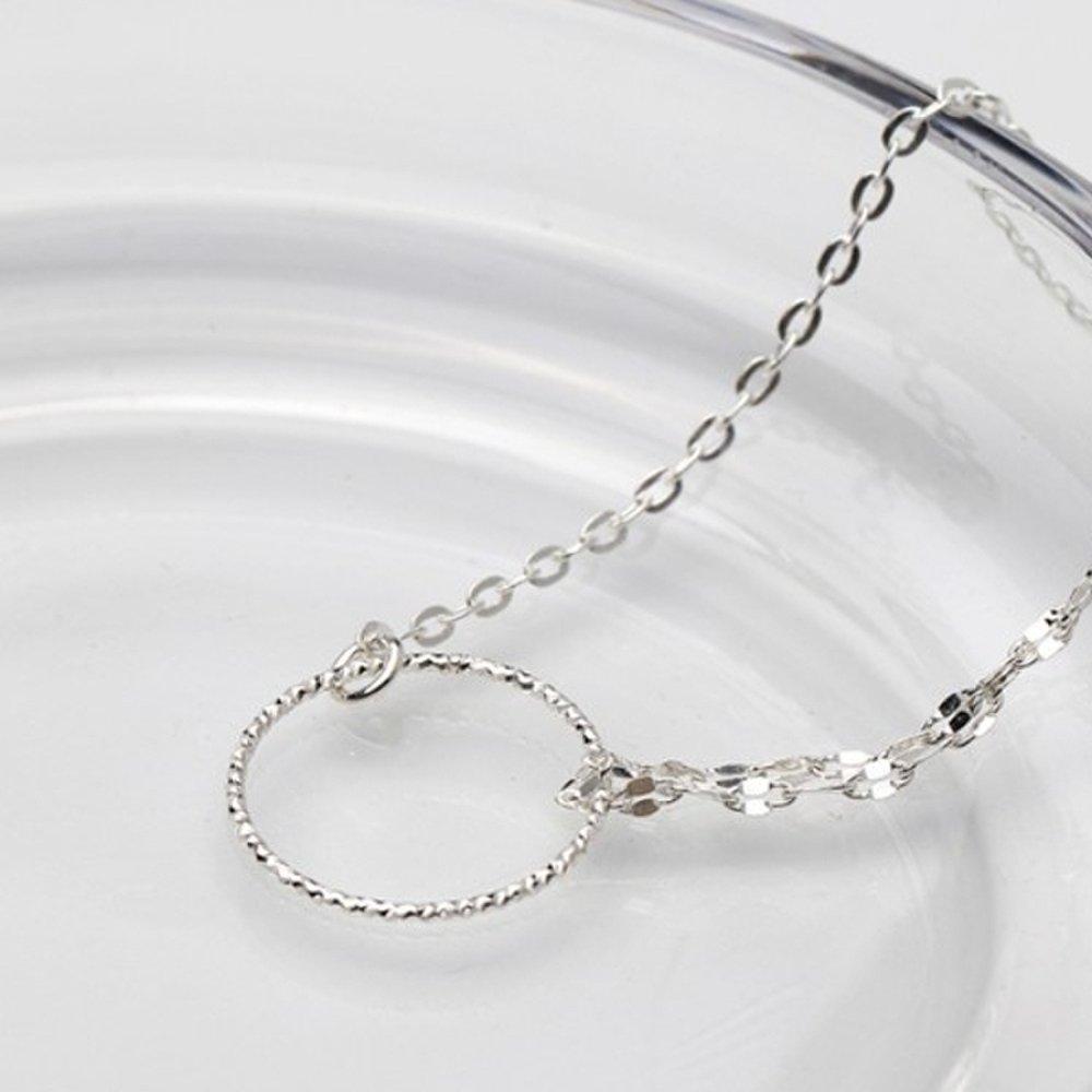 [As Little] Mix Chain Anklet Silver 925 Circle One Point