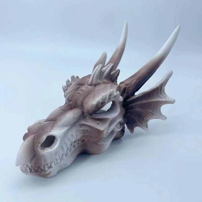 Landscaping Decorations Resin Dinosaur Skull Shelter House Aquariums Ornaments X3UC