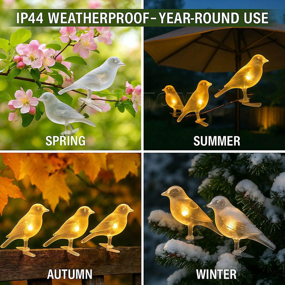 New Solar Bird Light String Courtyard Villa Outdoor Waterproof Bird Decorative Light Balcony Luminous Decoration