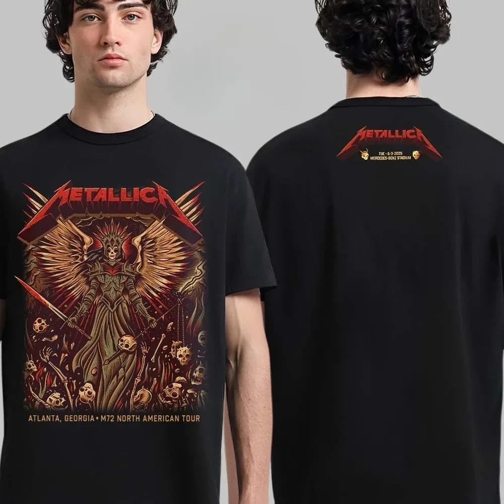 Heavy Metal Band Merallica Global Tour Mercah T-shirt Men Women Oversized Loose Casual Tees Streetwear Harajuku Fashion Cotton Top
