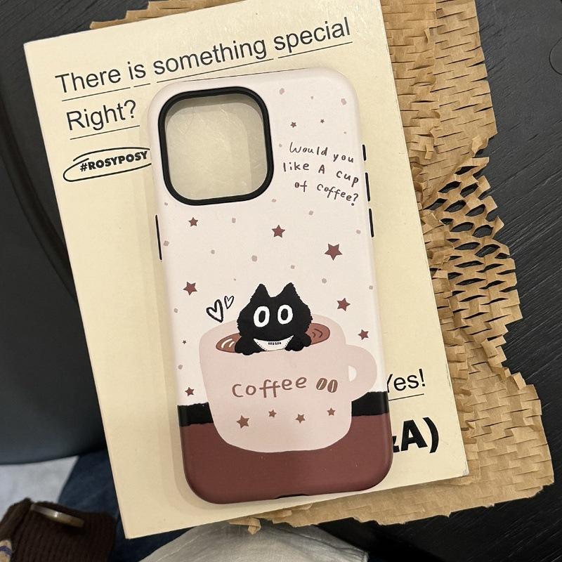 Applicable To Apple 11ProMax Mobile Phone Case iPhone11/11pro Cute 11/11 Coffee Little Black Cat
