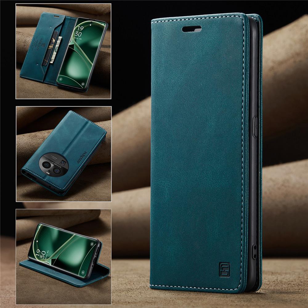 Luxury Genuine Leather Magnetic Wallet Flip Case for OPPO Find X6 Pro Card Slot Stand Shockproof Foldable Holder Full Protection Cover