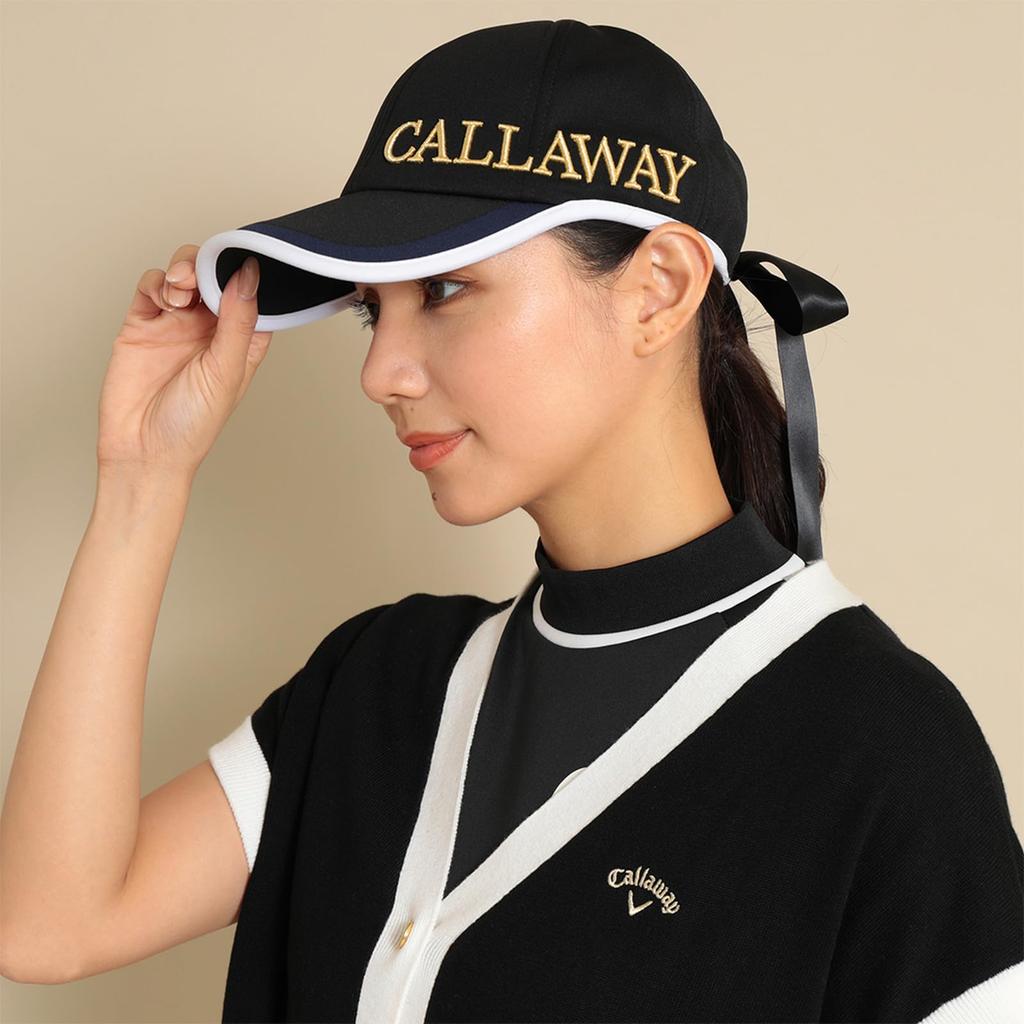 [Callaway] Women's Cap (with back ribbon)  Hat Golf  C23291203 1010Black FR