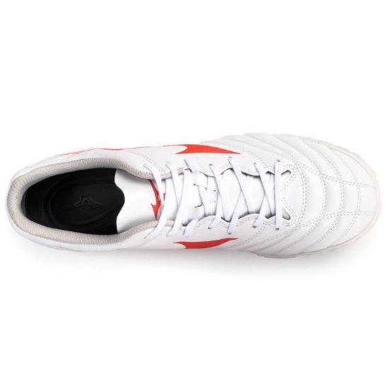 Mizuno Monarcida Skóra Syntetyczna Trwałe Buty Piłkarskie Męskie Buty Piłkarskie Biało-Czerwone P1GD222562