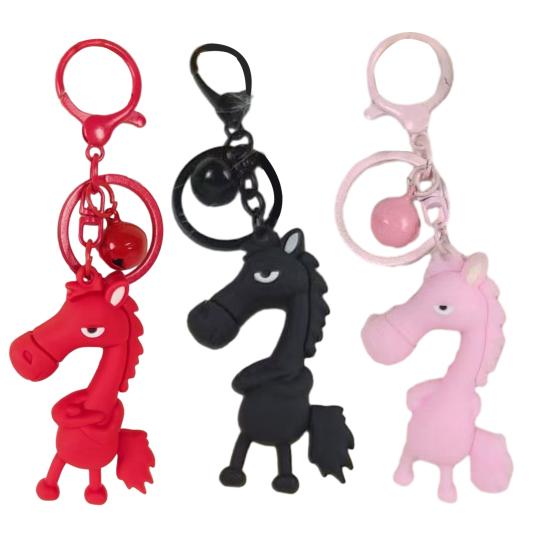 Cool Horse Keychain Cute Cartoon Horse Charm Keychain Metal Keyring with Bell Keychain for Backpacks Handbags