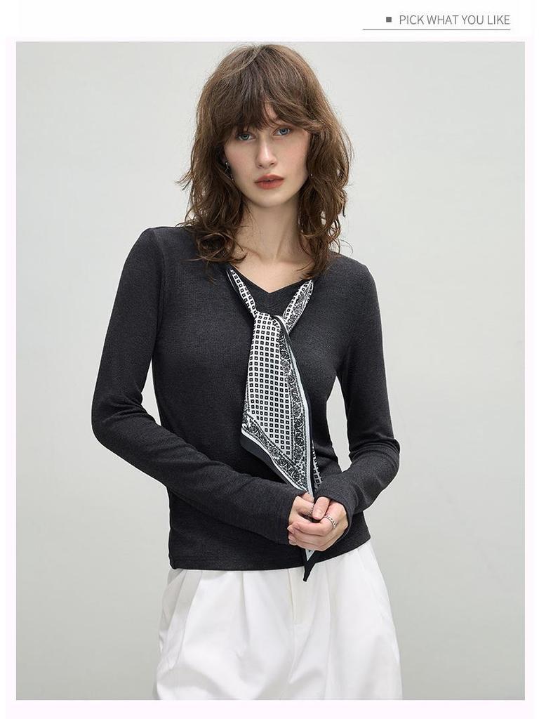 2025 Herbst Seidenschal Basisschicht Damen Langarm Figurformendes Oberteil