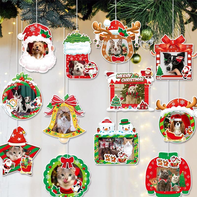 Hanging Christmas Tree Pendent Family Photo Frame Christmas Tree Decorations New Year Xmas Window Display Ornament Supplies