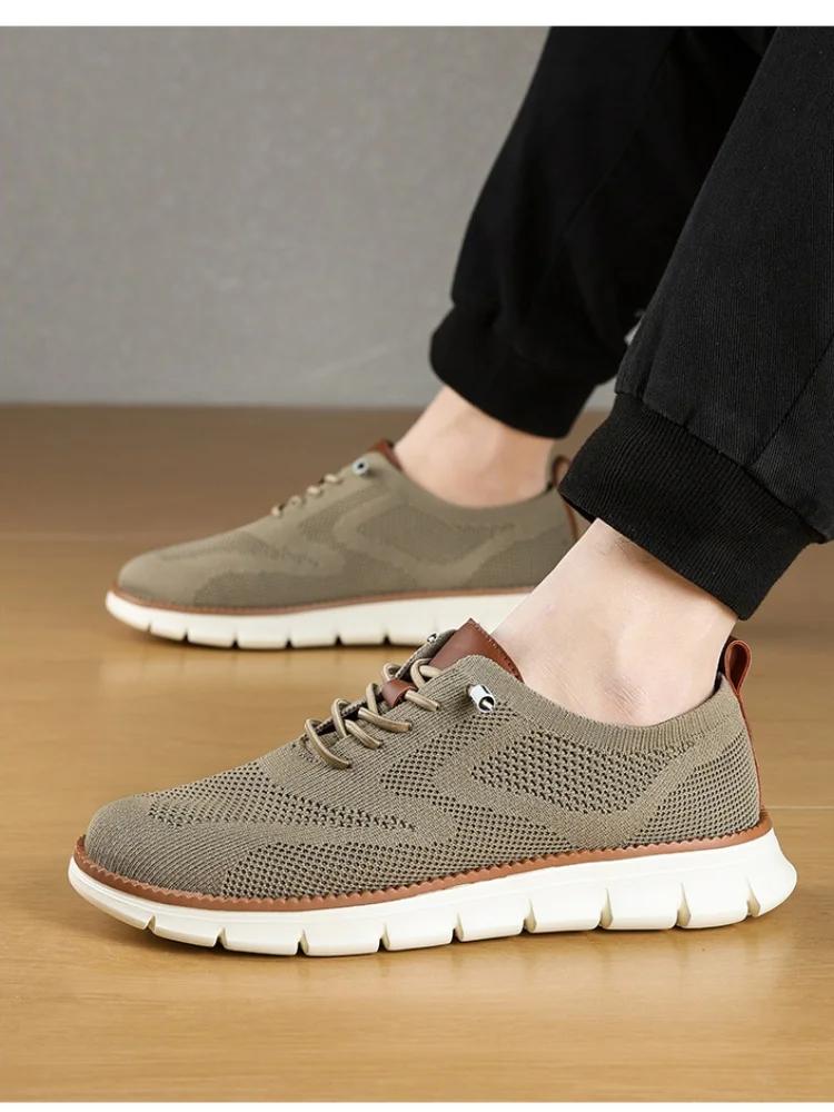 

Mens Casual Shoes Non-slip Wear-resistant Mesh Breathable Lightweight Color Matching Design MultifunctionalCasualSports /Shoes 44 бежевый