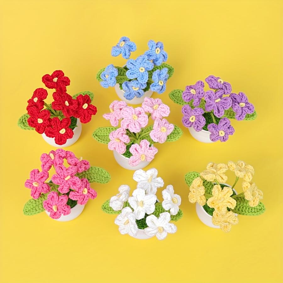 2pcs Handmade Crochet Fabric Daisy Flowers White & Pink Pots, Artificial Plants for Home Decor, Crochet Flowers, Gift for Special Occasions