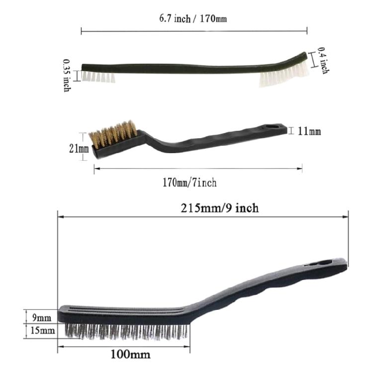 Metal Rust Remover Brushes Handy Steel/Nylon/Brass Brush for Clean Welding Slag