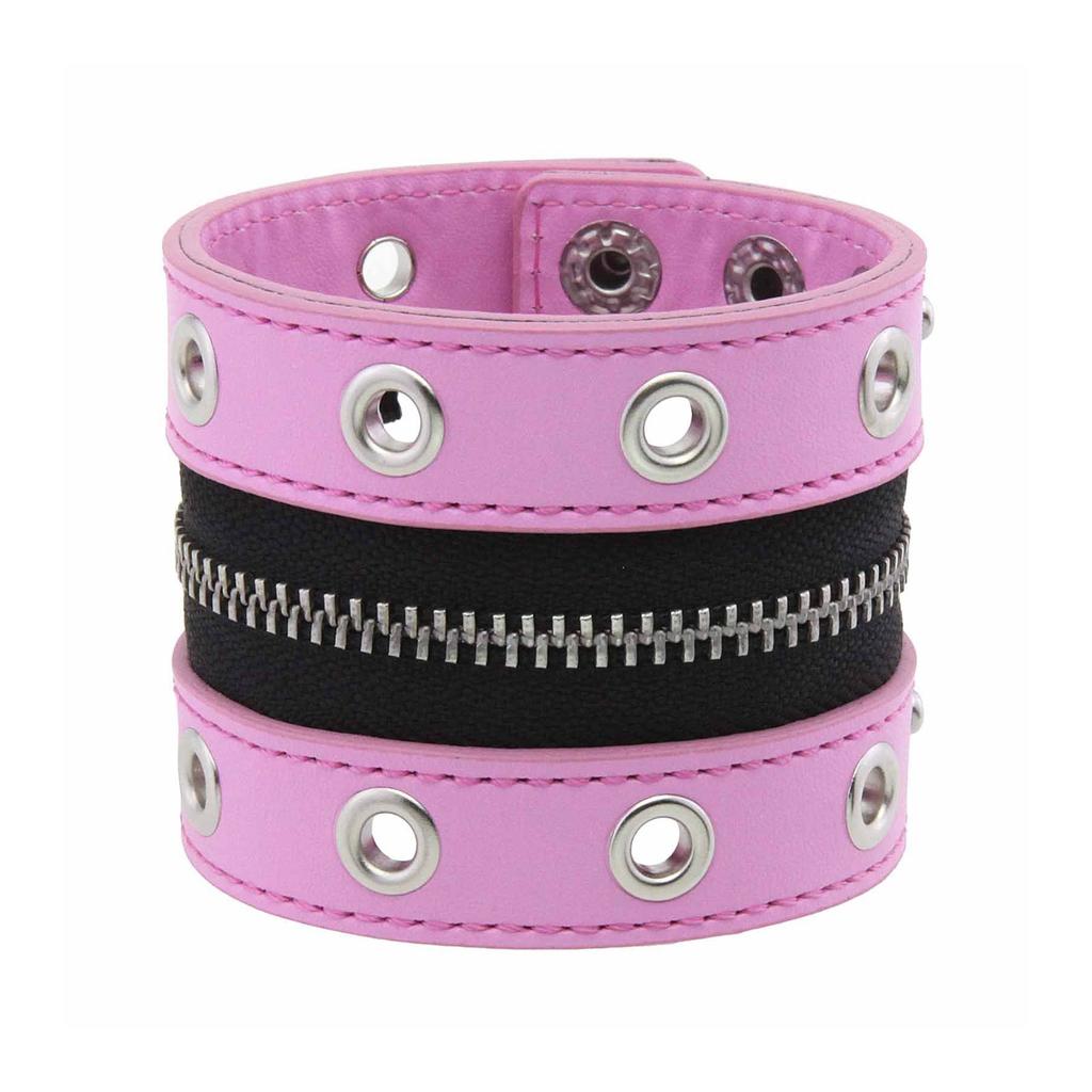 Punk-Stil Breites Lederarmband mit Nieten und funktionierendem Reißverschluss für edgy Modeaccessoires