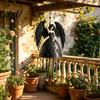 Gothic Style Windbell Dark Angel Wind Chime Winged Black Memorial Chime Hanging for Outdoor Garden Porch Patio Decor