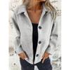 BFCCQB Jaquetas e casacos femininos vintage casual cor sólida estampa outono inverno manga comprida gola polo