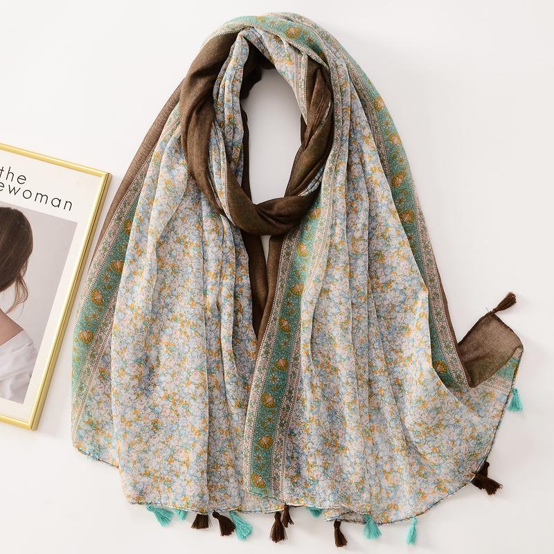Herbst Neue Mode Böhmisch Süß Floral Quaste Viskose Schal Tuch Dame Hohe Qualität Wickel Pashmina Stola Bufandas Muslimischer Hijab