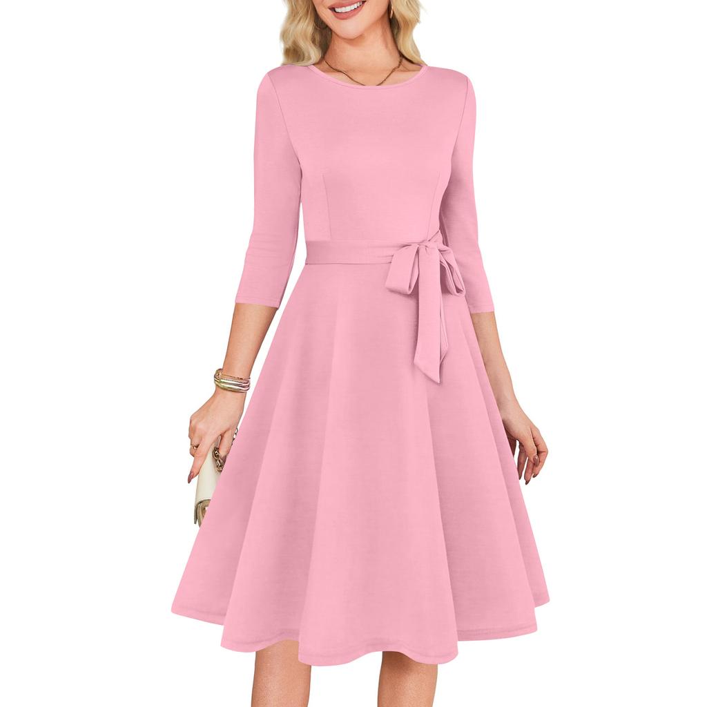 Women's Cocktail Dresses 3/4 Sleeve Vintage Wedding Guest Dress