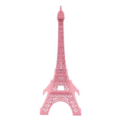 Europäisches Wahrzeichen Modell Eiffelturm Dekoration Lebendige Rosa Farbe Künstlerisches Ornament im Europäischen Stil Kreativer Rosa Eiffelturm