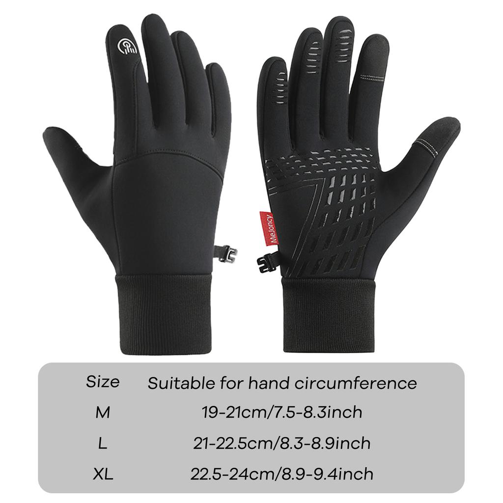 Winter Thermal Touchscreen Gloves Waterproof Anti-Slip for Skiing Cycling Outdoor Sports Black Grey