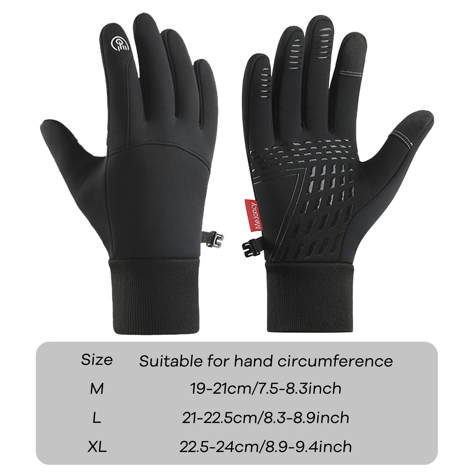 

Winter Thermal Touchscreen Gloves Waterproof Anti-Slip for Skiing Cycling Outdoor Sports Black Grey XL