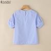 ZANZEA Women Square Collar Short Sleeve Casual Grid Print Blouse