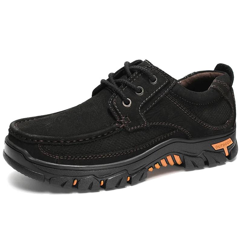 Fashion Genuine Leather Men Casual Shoe Leisure Walk Loafers Sneakers New Fashion Hiking Shoes Comfortable Handmade Man Treking Footwear
