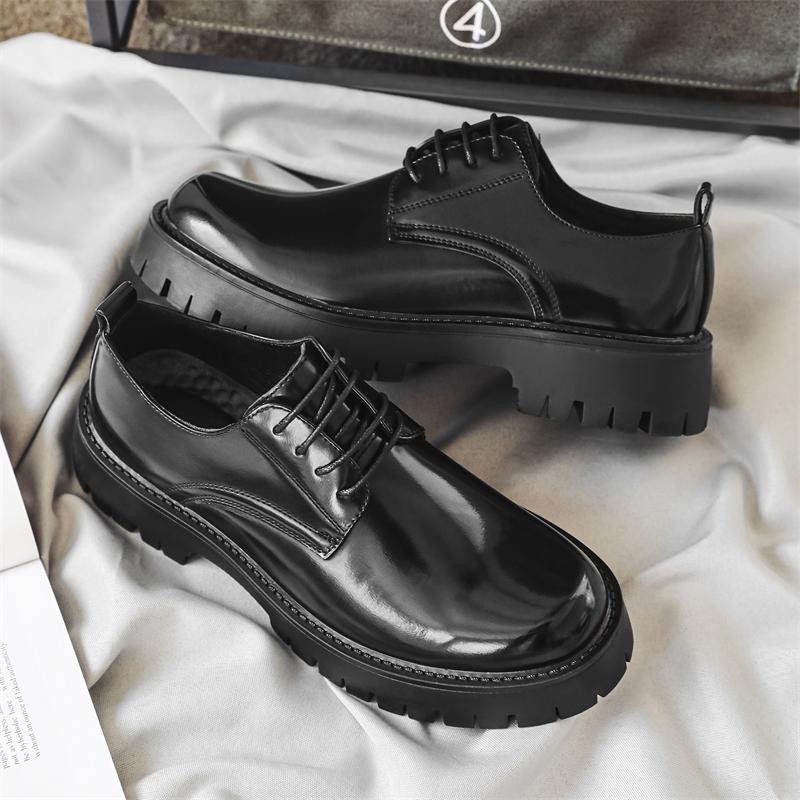 Fashion British Style Male Derby Shoes Stylish Thick Bottom Oxford Shoes Hot Sale Mens Business Shoe Formal Dress Footwear  Casual Shoes