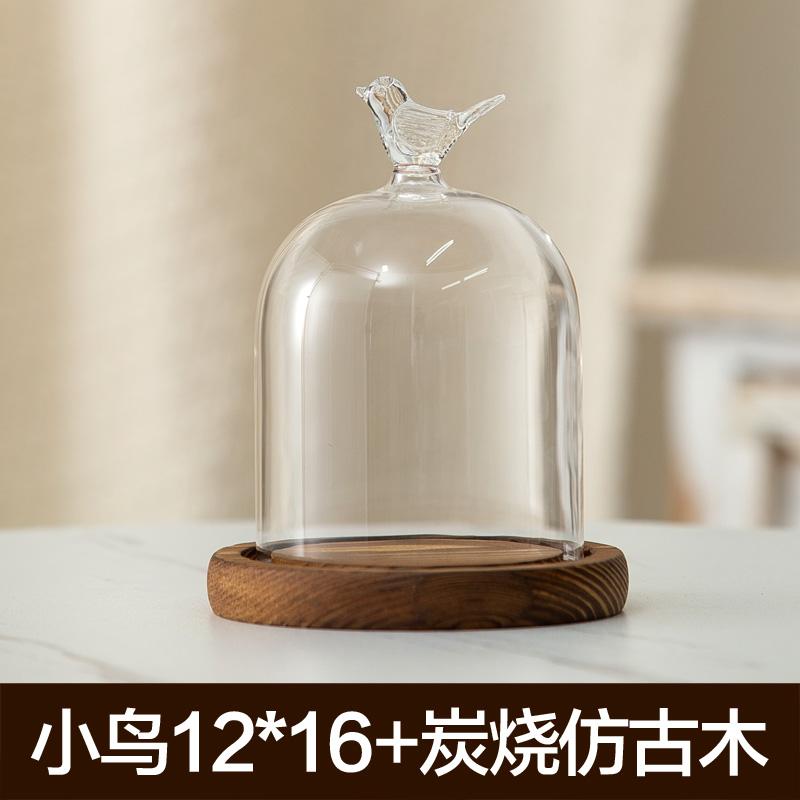 Preserved Flower Glass Cover Dust Cover Display Box Wooden Pallets Display Stand Ornament Crafts Decorative Shelves Shelf