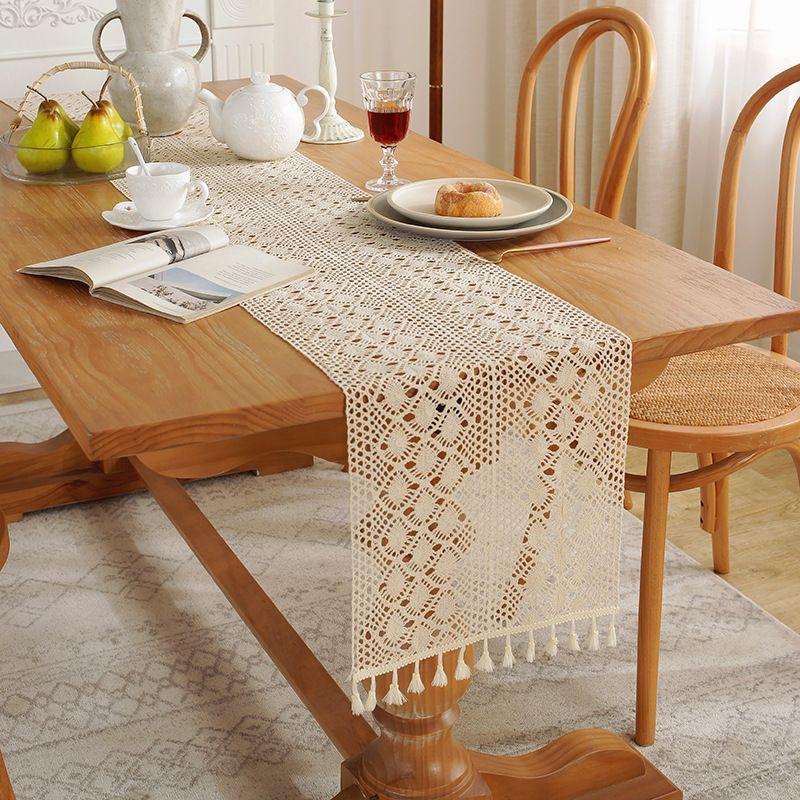 American Table Flag Tablecloth Strip Tablecloth Coffee Table Towel Tea Party Cotton and Linen Literary Table Flag Lace Retro