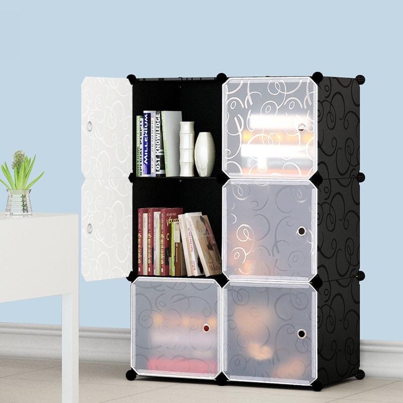 Modular Plastic Bookcase with Doors - Modern Simple Design