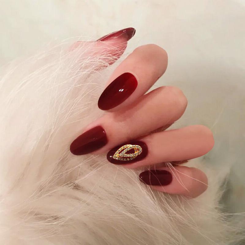 24 peças de adesivos para unhas vermelhas, unhas postiças, bordô, nail art, unhas rápidas