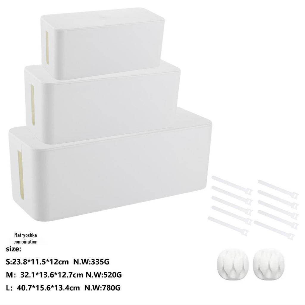 Minimalist Cable Management Box with Bamboo Lid