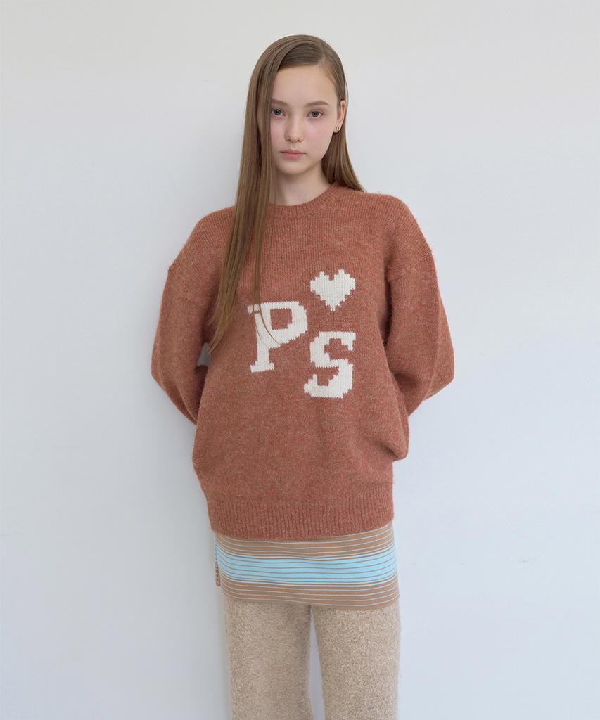 PISCESS Hairy Jacquard Sweater_Orange