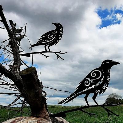 Corvo di Odino Muninn Uccello di Metallo Arte da Giardino - Decorazione da Giardino per Esterno, Cartelli da Giardino e Arte in Metallo per un Elegante Arredamento Esterno