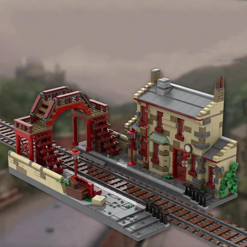Non-Toxic Moc Hogsmeaded Railway Train Station Philosopher'S Stone Building Blocks Compatible 76423 Extension Bricks Diy Toy Children Gift