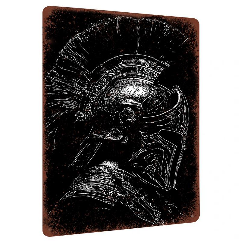 Vintage Roman Warrior Helmet Metal Iron Painting Home Wall Decor Carving Craft Wall Art