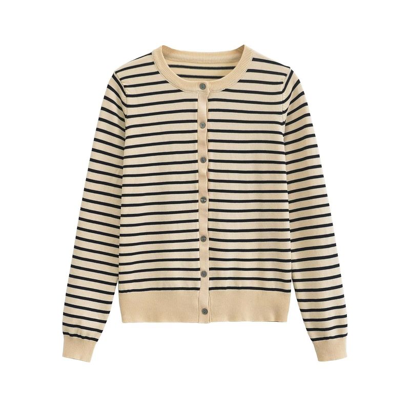 Kaslead New Arrival Women's Clothing Fashion Style Fashion Casual All-Matching Striped Thin Needle Outwear 3433005