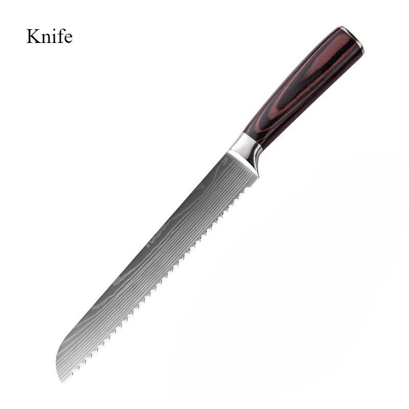 Five-piece Chef's Knife Damascus Laser Grain Fruit Knife Stainless Steel Knife Household Peeling Knife Boning Knife Cutting Knife